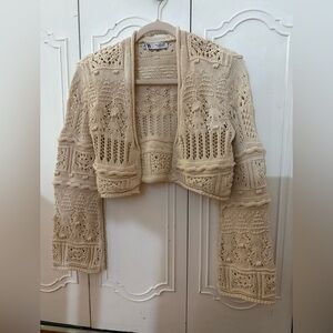 Zara Cream Crochet Women's Shrug